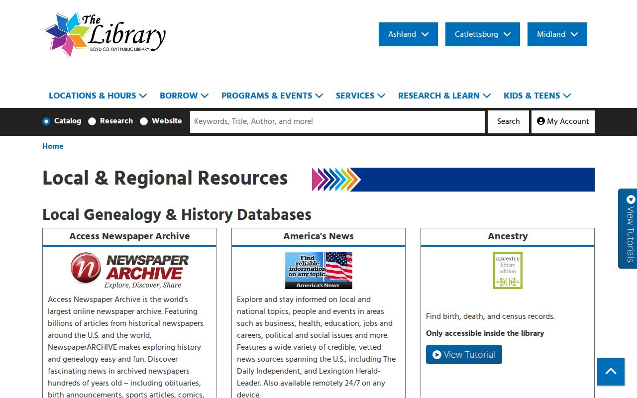 Bookplace regional genealogy resources for Ashland city directory research