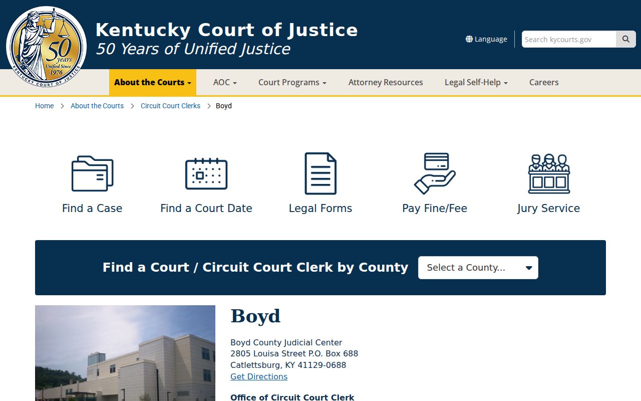 Boyd County court information for an Ashland resident lookup