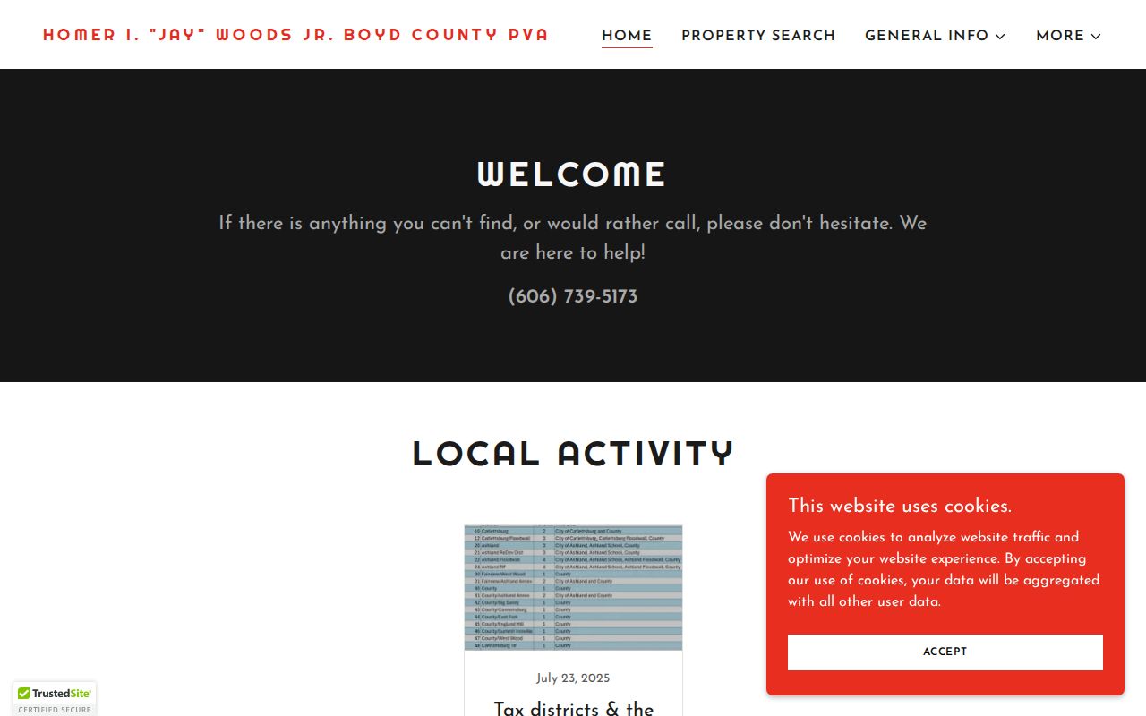 Boyd County PVA office and property search links for Ashland street records